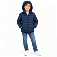 thumbnail image 1 of Kids Puffer Jacket for Boys Girls, Hooded Lightweight Warm Quilted Coat, Navy Size 12-14, 1 of 7