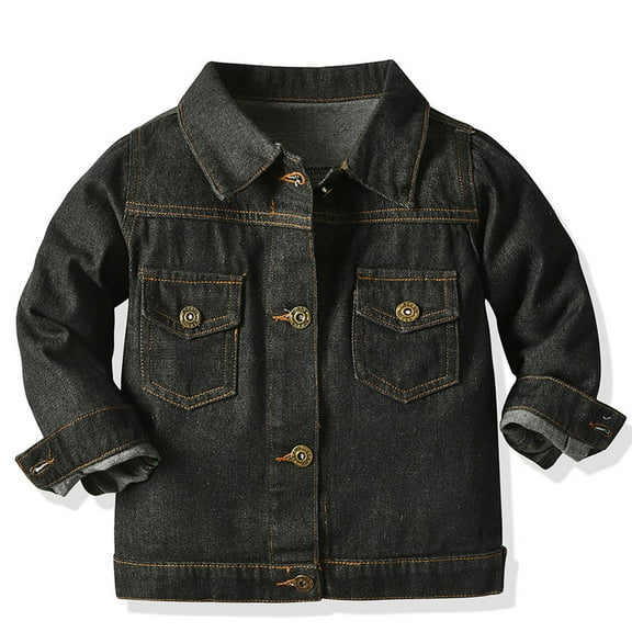 Kids Puffer Padded Outwear Boys and Girls Loose Type Jackets Can Wear Jackets Children's Denim Clothing Casual Cardigan New Fall Jackets Winter Outerwear Black 2T