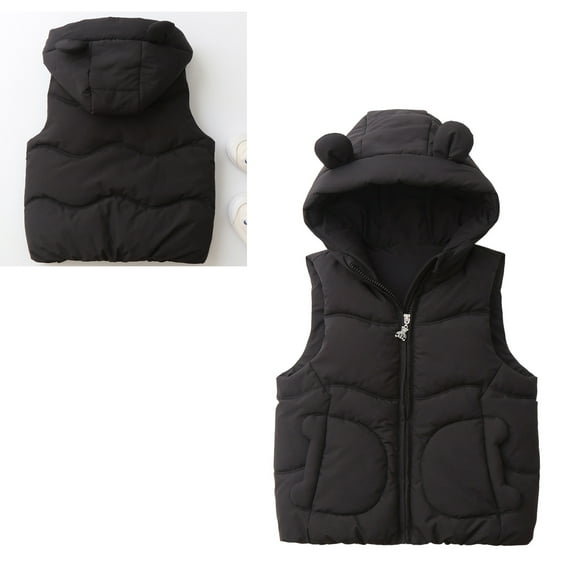 Kids Puffer Vest Boys Vest Bear Ear Cute Jackets Zipper Windproof Jacket Outwear Kids Girl Jacket for Little Girls 3-4 Years