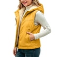 thumbnail image 1 of Kids Puffer Vest Girls Sherpa Lined Fleece Lined Hooded Sleeveless Gilet Zip Snap Winter Warm Outerwear Waistcoat with Zipper Pockets for Kids, 1 of 8