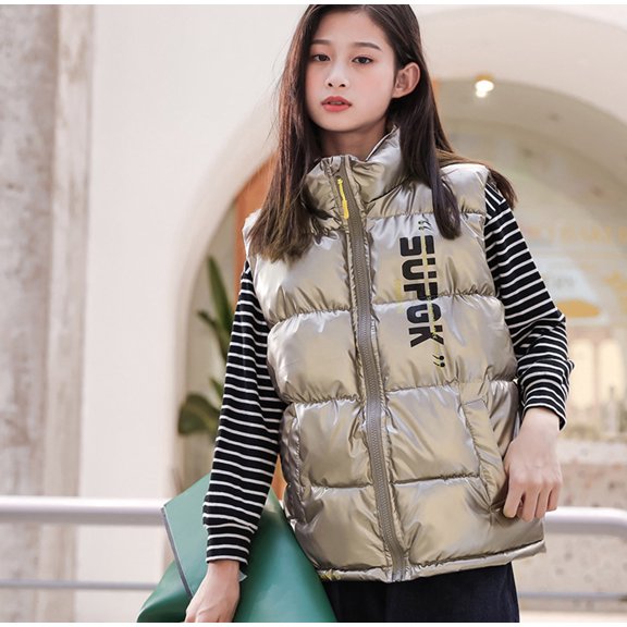 Kids Puffer Vest Girls Sleeveless Jacket Lightweight Girls' Outerwear Vests Girls Winter Clothes Girls Size 5-6 Years Clothes