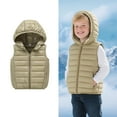thumbnail image 1 of Kids Puffer Vest Hooded Green Puffer Vest Zipper Lightweight Sleeveless Windproof down Jacket Fall Clothes 7-8 Years, 1 of 7
