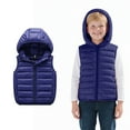 thumbnail image 1 of Kids Puffer Vest Hooded Jacket Navy Down Vest Zipper Sleeveless Lightweight Boys Puffer Jacket Girls Vest Size 5-6 Years, 1 of 3