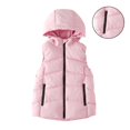 thumbnail image 1 of Kids Puffer Vest Hooded Pink Down Vest Zipper Lightweight Sleeveless down Jacket Girl Vest 4-5 Years, 1 of 4