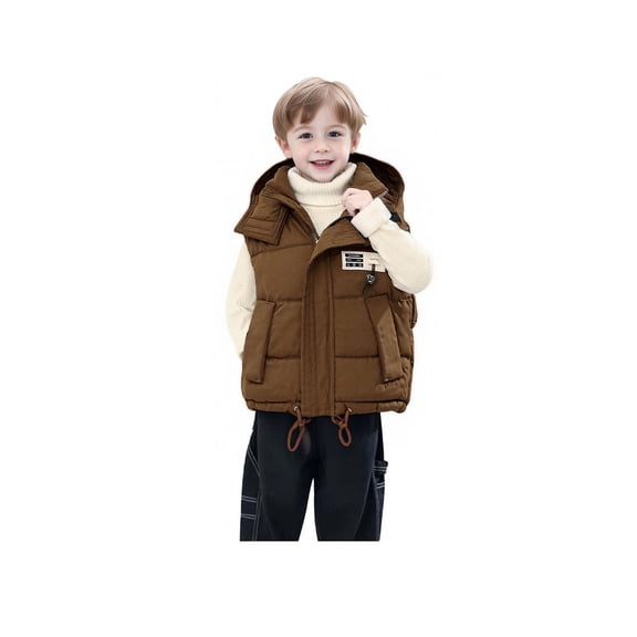 Kids Puffer Vest Kids Boys Girls Winter Vest Baby Hoodie Vest Zipper Up Down Coats Kids Winter Jacket for Girls 3-4 Years