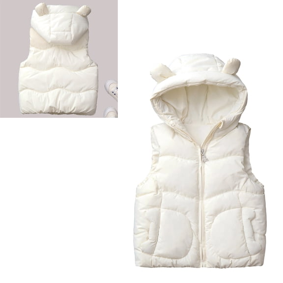 Kids Puffer Vest Kids Boys Girls Winter Vest Bear Ear Cute Jackets Sleeveless Lightweight Puffer Jacket Kids Boy Jacket for Little Girls 4-5 Years