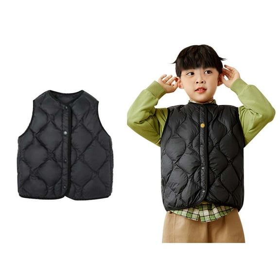 Kids Puffer Vest Kids Girls Winter Vest Lightweight Water-Resistant Button Down Cute Jackets Sleeveless Kids Winter Jacket 3-4 Years