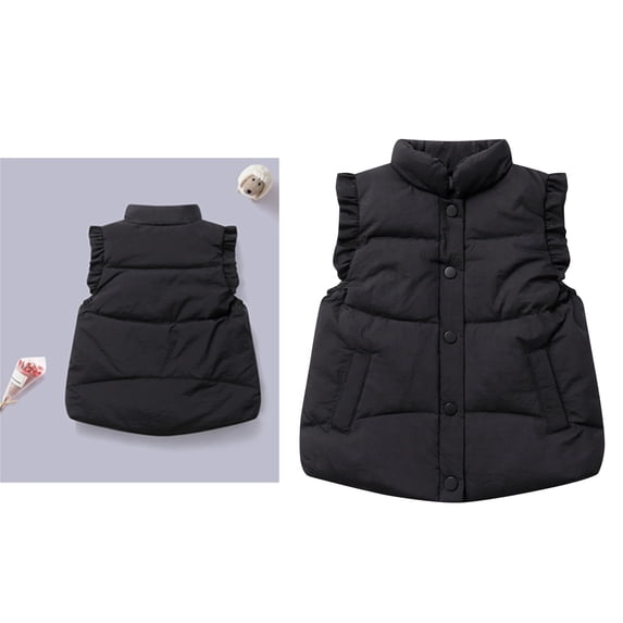 Kids Puffer Vest Kids Girls Winter Vest Lightweight Water-Resistant Button Down Sleeveless Jacket Child Puffer Jacket 3-4 Years