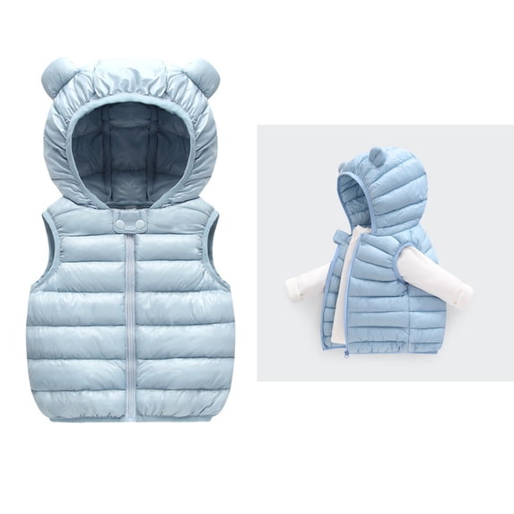 Kids Puffer Vest Kids Winter Vest Cute Hooded Jackets with Bear Ear Sleeveless Windproof Down Jacket Winter Down Vest for Kids 4-5 Years