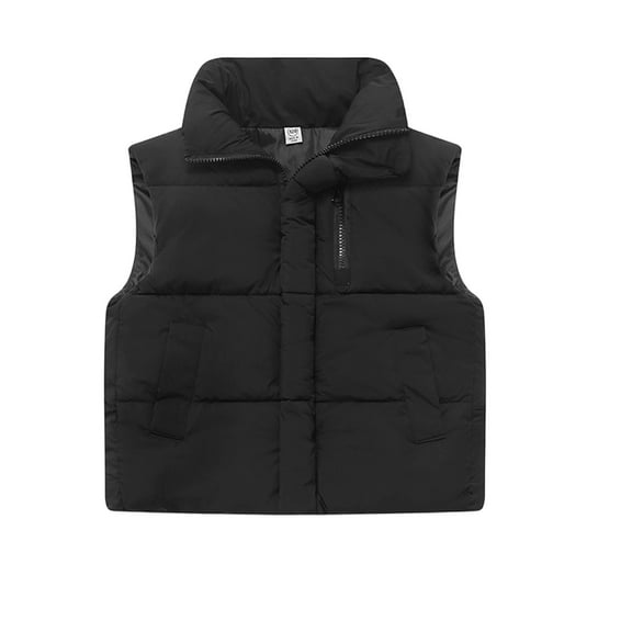 Kids Puffer Vest Puffy Sleeveless Jackets Toddler Boys Girls Lightweight Zipper Waistcoat Fall Winter Coats, Black 140