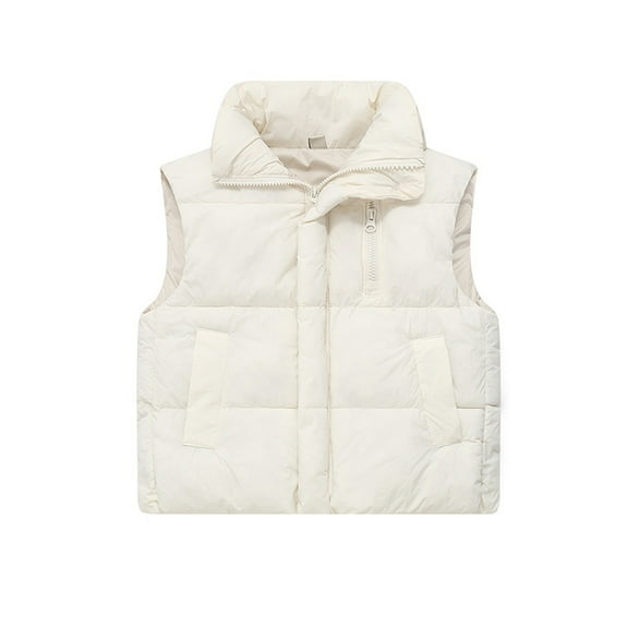 Kids Puffer Vest Puffy Sleeveless Jackets Toddler Boys Girls Lightweight Zipper Waistcoat Fall Winter Coats, White 120