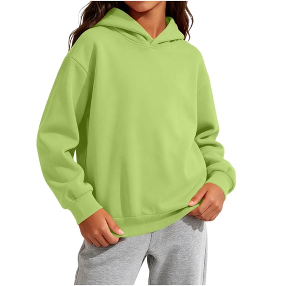 Kids Pullover Hoodie Girls Boys Solid Long Sleeve Hooded Sweatshirt
