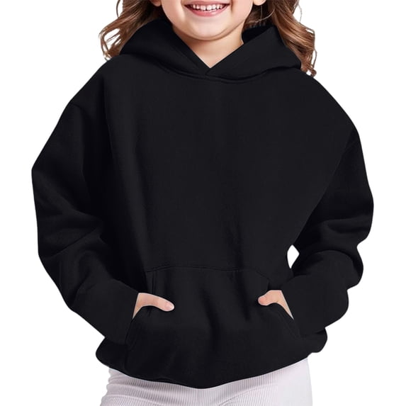 Kids Pullover Hoodie Loose Fit Long Sleeve Sweatshirt Casual Athletic Hooded Top with Kangaroo Pocket for Boys Girls