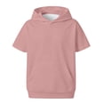 thumbnail image 1 of Kids' Pullover Hoodie Short Sleeve Loose Lightweight Sweatshirts Casual Athletic Pullovers with Pocket Pullover Tops ,Size 11-12T , Pink, 1 of 5