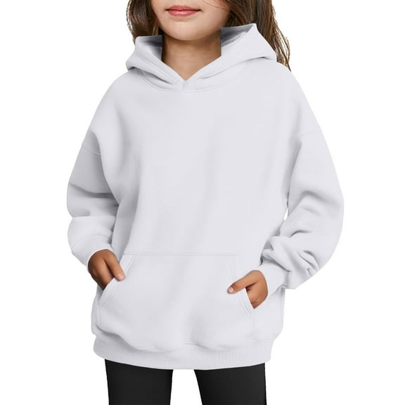 Kids Pullover Hoodie Sweatshirt Long Sleeve Hooded Top with Front Pocket for Boys and Girls Schoolwear Casual Outfit