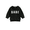 thumbnail image 1 of Kids Pullover, Letters Printed Pattern Long Sleeve Round Collar Tops, 1 of 8