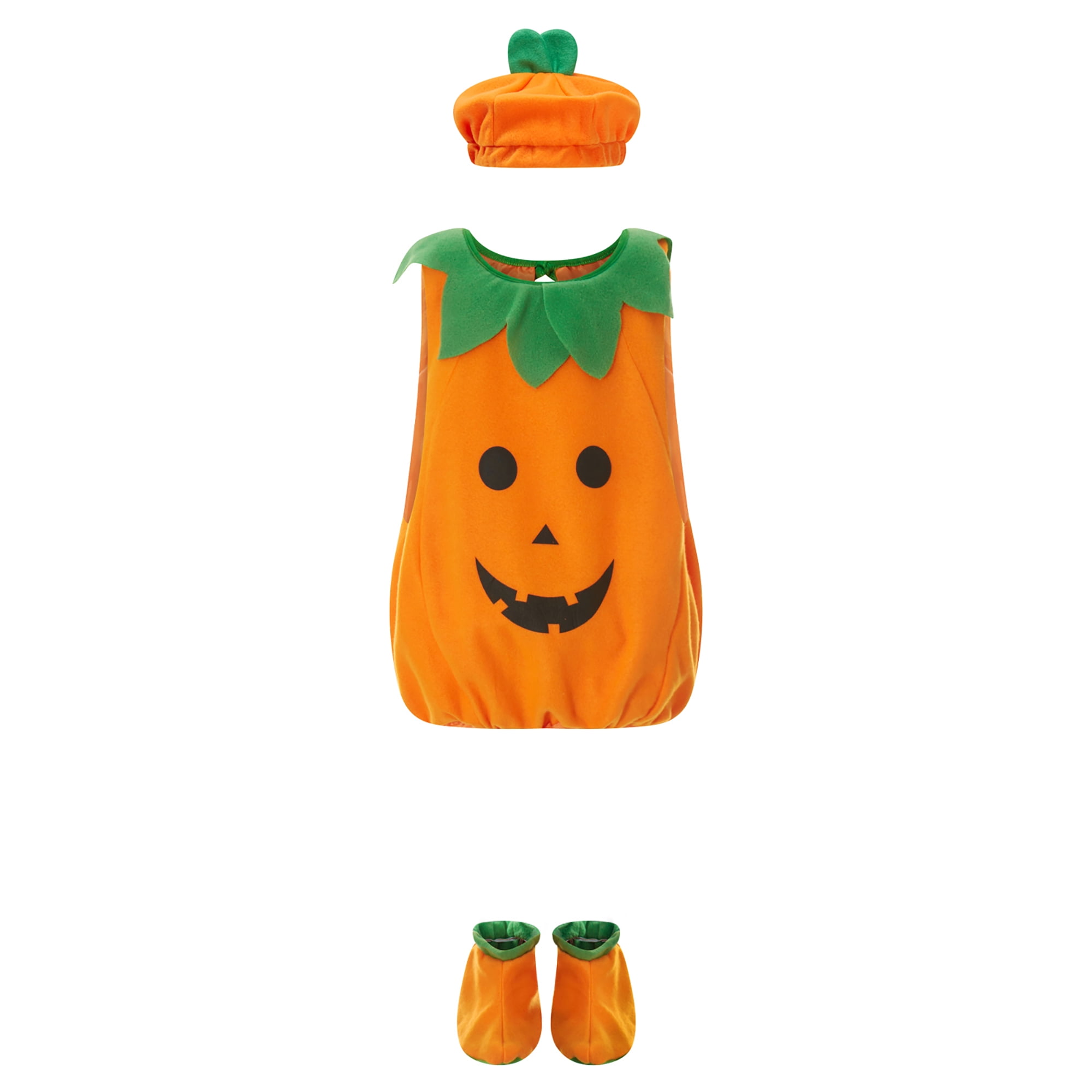 Kids Pumpkin Costume Toddler Baby Boy Girl Halloween Outfit Bodysuit