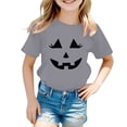 thumbnail image 1 of Kids Pumpkin Face T Shirt, Crew Neck Short Sleeve Tee, Cute Halloween Top for Boys and Girls, 1 of 5