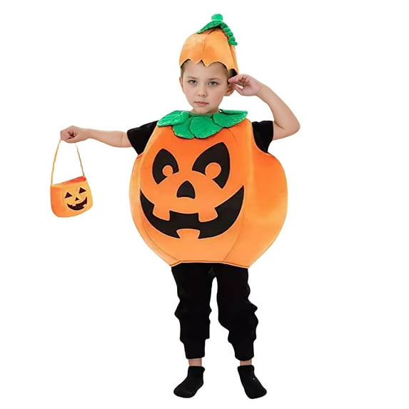 Kids Pumpkin Harvest Outfit - Orange Romper & Detachable Hat Set for Fall Festivals, Photo Props & Seasonal Celebrations