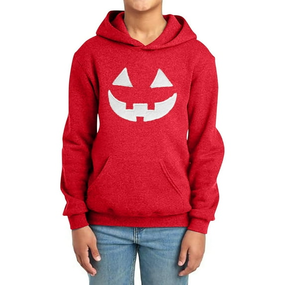 Kids Pumpkin Hoodies Long Sleeve Pullover Hooded Tops With Pockets Soft Fleece Jacket,A-Red 130