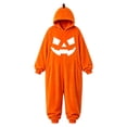 thumbnail image 1 of Kids Pumpkin Lantern Hooded Onesie Plush Halloween Pumpkin Romper with Hood One Piece Jumpsuit, 1 of 4