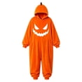 thumbnail image 1 of Kids Pumpkin Lantern Hooded Onesie Plush Halloween Pumpkin Romper with Hood One Piece Jumpsuit, 1 of 4