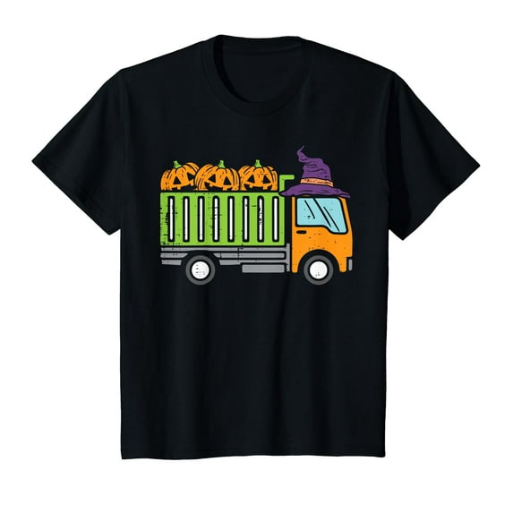 Kids Pumpkins On Dump Truck Halloween Costume Toddler Boys Kids T-Shirt