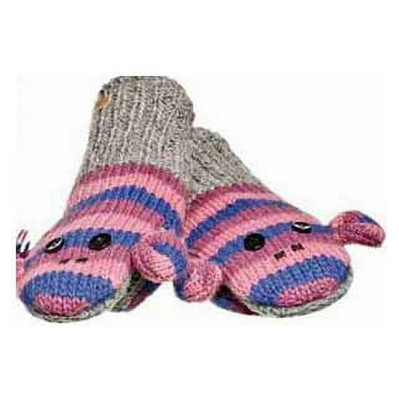 Kids Purple Striped Sock Monkey Mittens by Knitwits - AK2709P, One Size