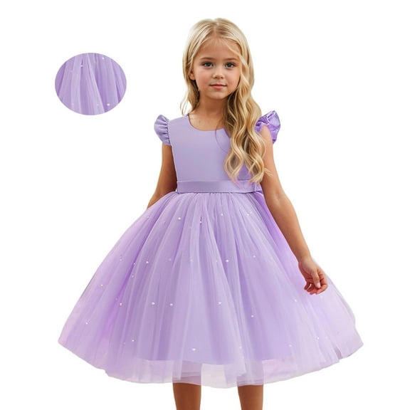 Kids PurpleDress Girls Ruffle Sleeveless Girl Tulle Dress Girls Tulle Dress Princess Dress Up for Girls 8-9 Years