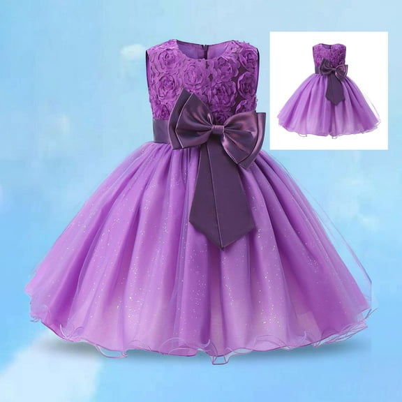 Kids PurpleDresses for Girls Ruffle Sleeveless Toddler Girl Tulle Dress Girls Rainbow Dress Princess Dress Up for Girls 8-9 Years