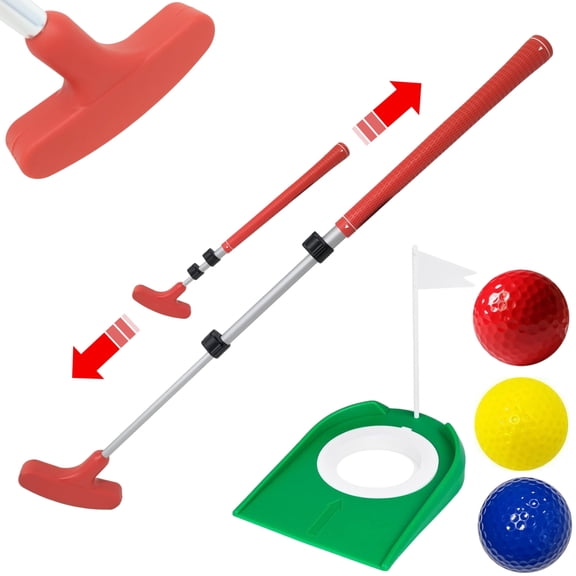 Kids Putter with Adjustable Size for Junior Golfers with Extendable Shaft Right and Left Hand (Red)