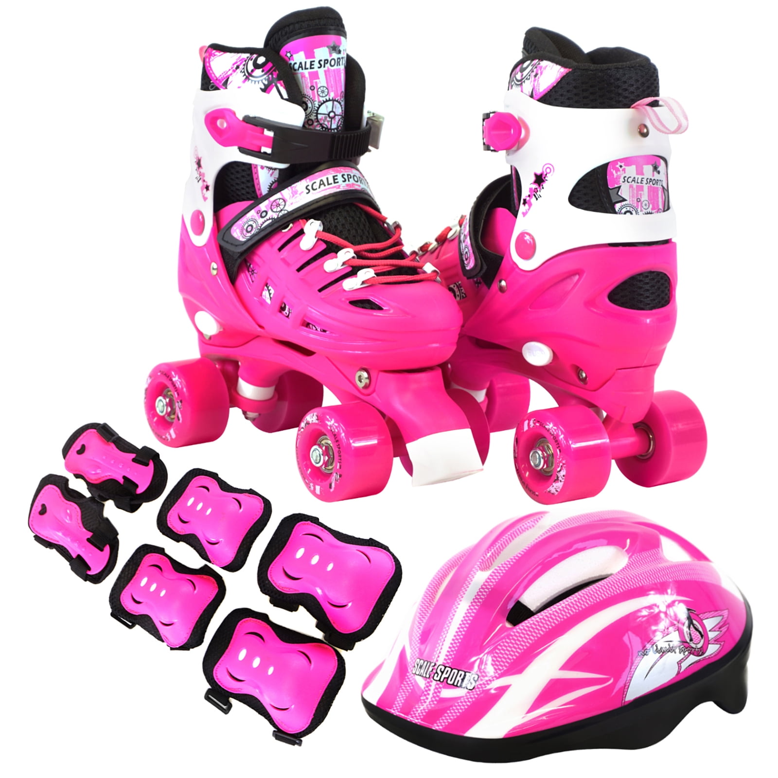 Kids Quad Skates Combo Set 6 PCS Protective Gear Helmet Durable