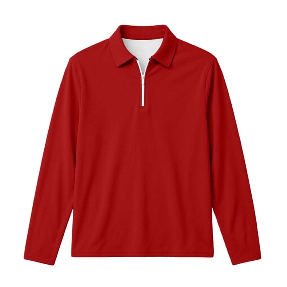 Kids Quarter Zip Pullover Lapel Collar Sweatshirt Loose Fit Tops Boys Girls Casual Long Sleeve Fall Clothes, Red 5-6 Years