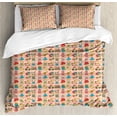 thumbnail image 1 of Kids Queen Size Duvet Cover Set, Playthings for Children Teddy Bears Rubber Ducks and Trains on Heart Filled Backdrop, Decorative 3 Piece Bedding Set with 2 Pillow Shams, Multicolor, by Ambesonne, 1 of 3