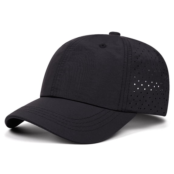 Kids' Quick-Dry Baseball Cap, Solid Color with Side Mesh Ventilation for Breathable Sun Protection, 2-6 Years Black Free Size