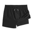 thumbnail image 1 of Kids Quick Dry Swim Trunks Girls Lightweight Double Layer Bathing Suits Drawstring Swimwear Shorts Boys with Pocket Black, 4 Years, 1 of 5