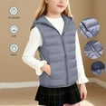 thumbnail image 1 of Kids Quilted Hooded Vest Lightweight Boys Girls Zipper Warm Sleeveless Jackets Children's Casual Padded Outwear Gilet Waistcoat Gray 11Y, 1 of 9
