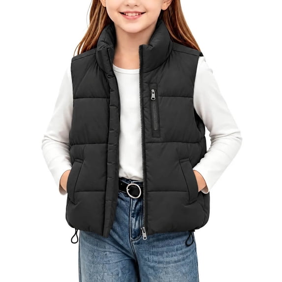 Kids Quilted Vest - Solid Color, Quilted Design and Sleeveless, Casual ...