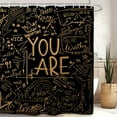 thumbnail image 1 of Kids Quotes Inspirational Bathroom Shower Curtain 72W by 84H Inch Motivational Positive You are Black Copper Gold Child Student Line Art Accessory Polyester 12 Hooks Waterproof Decor, 1 of 5