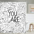 thumbnail image 1 of Kids Quotes Inspirational Bathroom Shower Curtain 72W by 84H Inch Motivational Positive You are Black Copper Gold Child Student Line Art Accessory Polyester 12 Hooks Waterproof Decor, 1 of 5