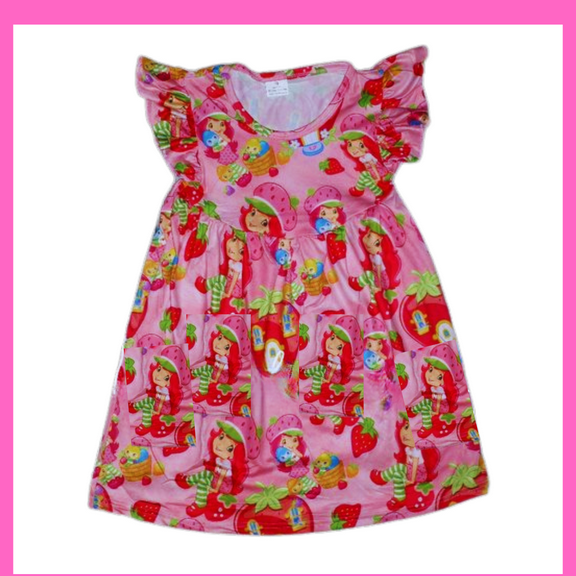 Retro Strawberry Shortcake Pillow Dress - Adorable Cotton Comfort!