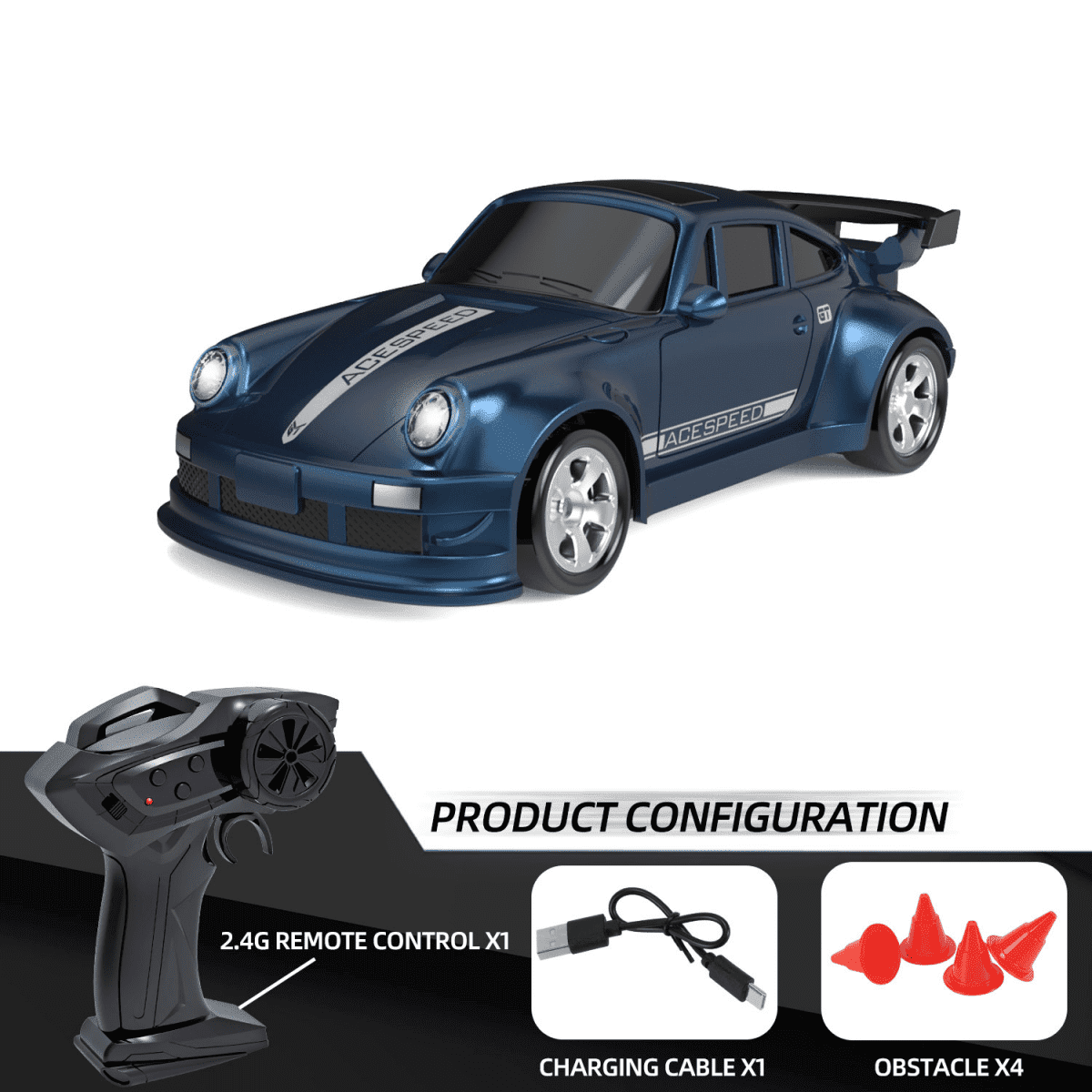 Drift RC Car 1/64 4WD Remote Control Car with Auto Hibernation Mode for Kids Birthday Gifts(Blue)