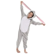 WAFUNNE Kids Rabbit Costumes Animal Cosplay Onesie for Boys Girls Halloween Easter Bunny Warm Plush One Piece Grey Rabbit S
