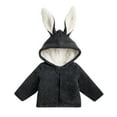 thumbnail image 1 of Kids' Rabbit Ear Hooded Jacket 6M-6Y Boys Girls Sherpa Fleece-Lined Knit Hoodie Casual Fall Winter Warm Outerwear for Play Wear, 1 of 5