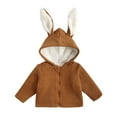 thumbnail image 1 of Kids' Rabbit Ear Hooded Jacket 6M-6Y Boys Girls Sherpa Fleece-Lined Knit Hoodie Casual Fall Winter Warm Outerwear for Play Wear, 1 of 9