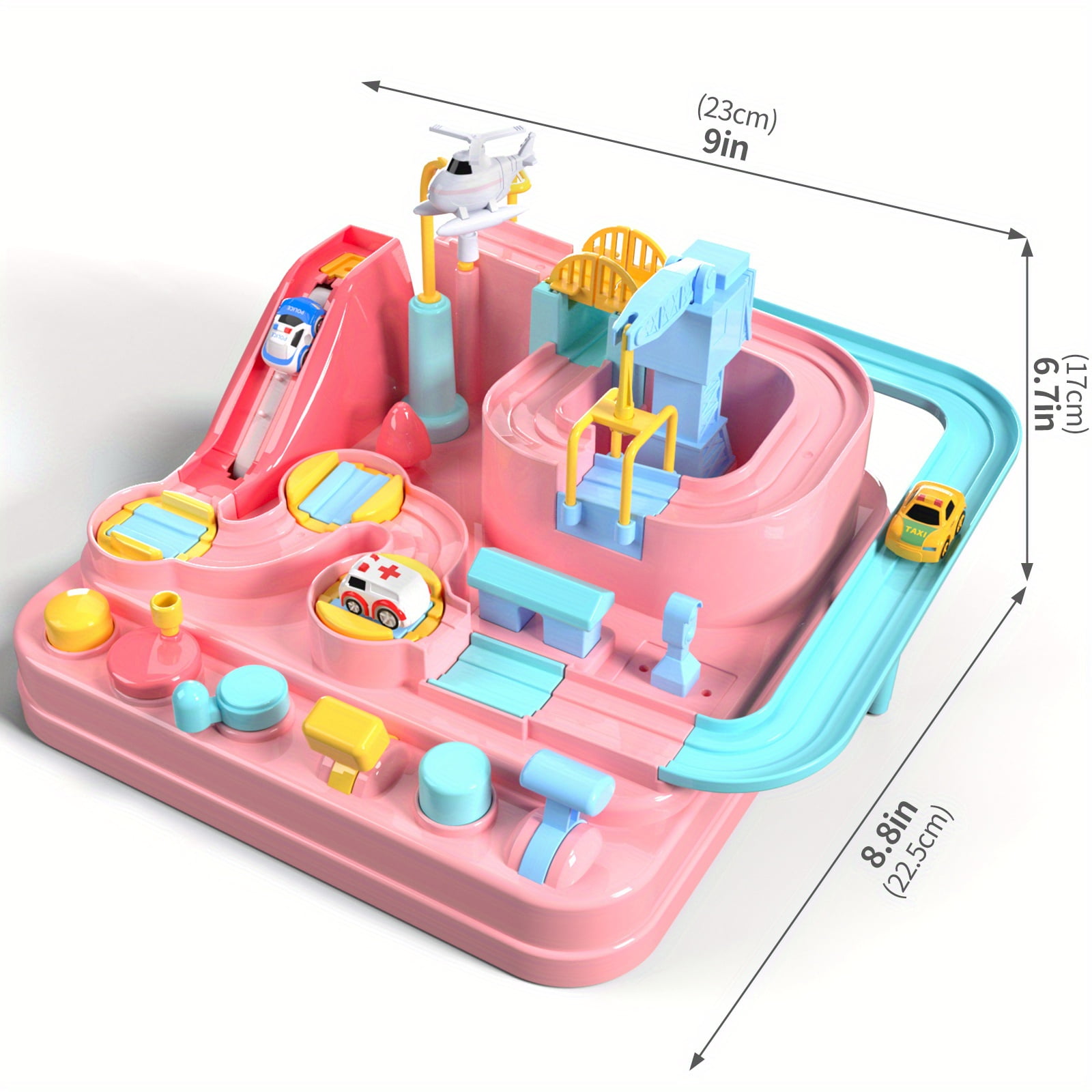 Kids Race Track Girls Toy For 3 4 5 6 7 Years Old, Car Rescue Adventure Toys For Boys Age 3, Car