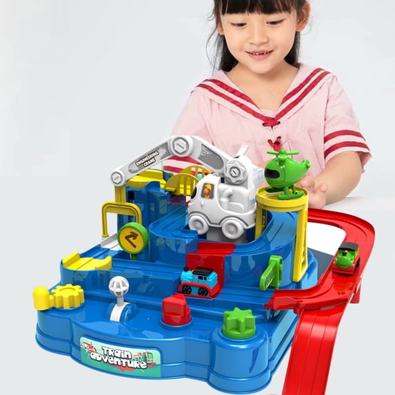 Kids Race Track Toy Set, Educational Train Track Car Racing Game with Interactive Mechanical Tracks, STEM Learning Toy Gift for Boys Girls Toddlers Birthday Christmas