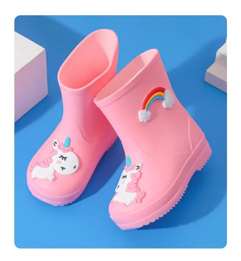 Kids Rain Boots For Girls Rubber Rainboot Boys PVC Warm Children ...