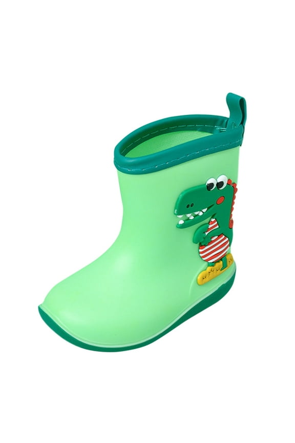 Kids Rain Boots Girls 18-24 Months Boys Short Ankle Slip On Garden Rubber Durable Waterproof Adorable Comfortable Rainy Green Baby Shoes