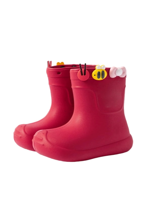 Kids Rain Boots Rainboots for Going Out Garden, Puddle Rain Boots Child Outdoor Boots Red 2-3 year